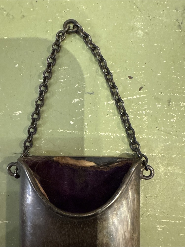 Victorian sterling silver chatelaine spectacles holder with chain