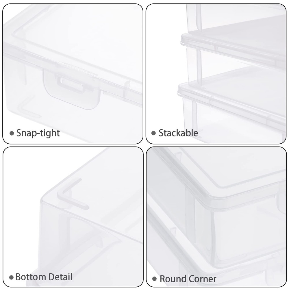 BTSKY Clear Plastic Storage Box with Flap Lid, Medium-2 Pack,