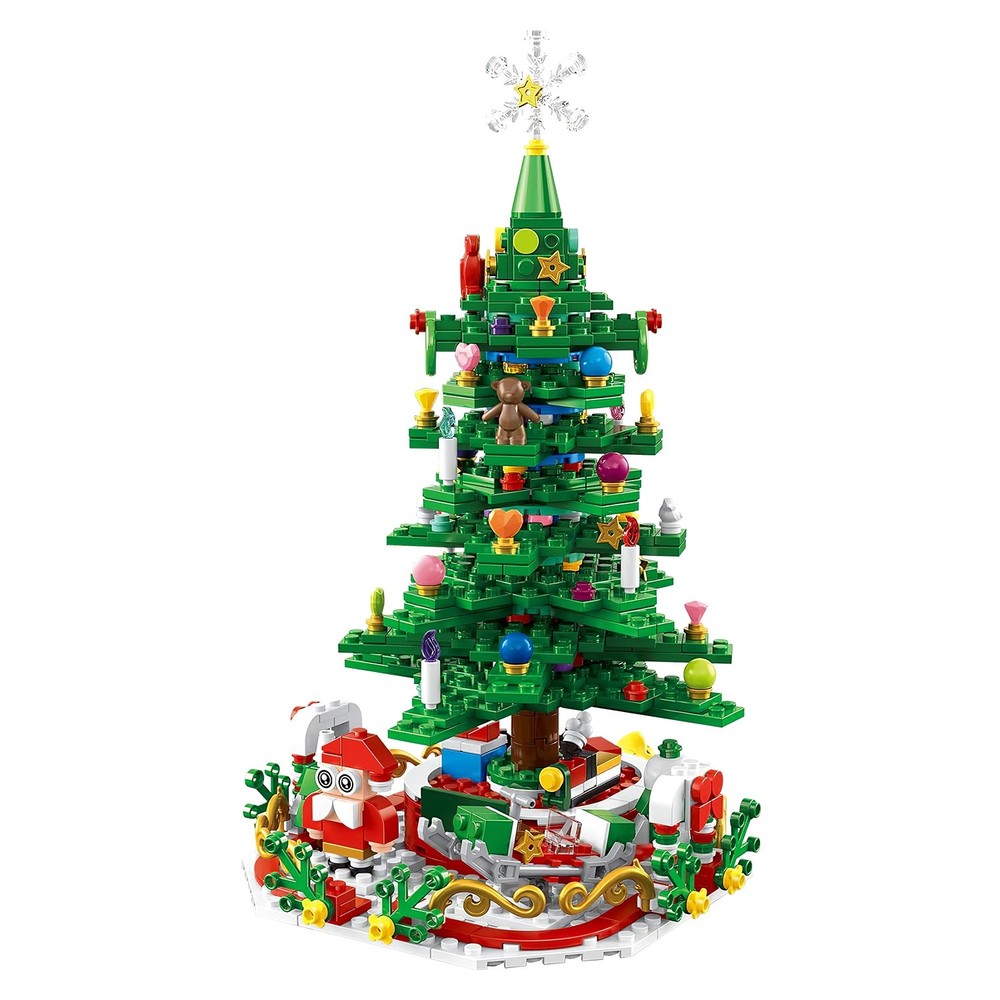 Christmas Tree Building Set W/ LED Light Festive Tabletop Countdown Calendar