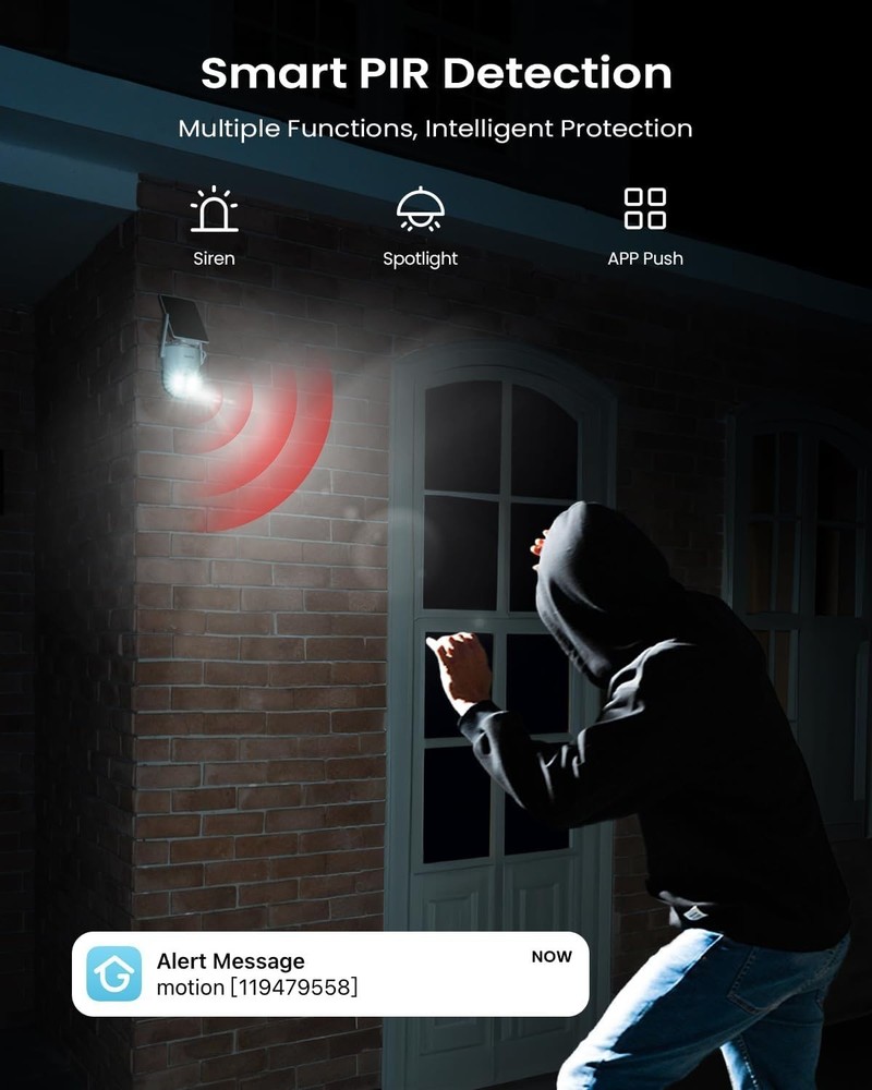 ieGeek Outdoor Solar Security Camera Wireless WiFi with Removable Solar Panel
