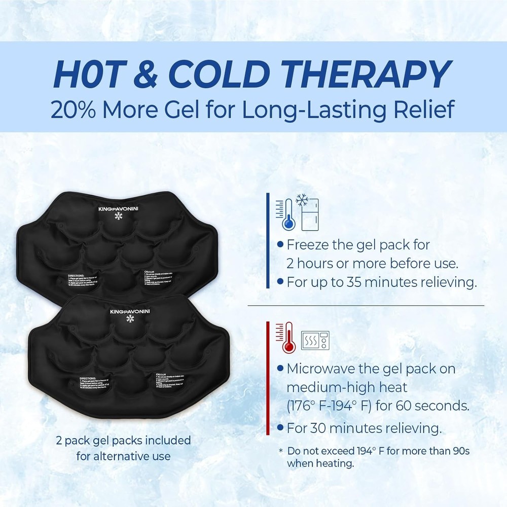Extra Large Ice Pack for Back Pain Relief with Extension Strap, 2 Pack Reusab...