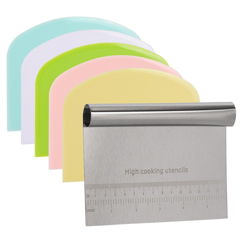 6 Pcs Dough Scraper Bench Scraper, Stainless Steel Scraper/Chopper & Plastic ...
