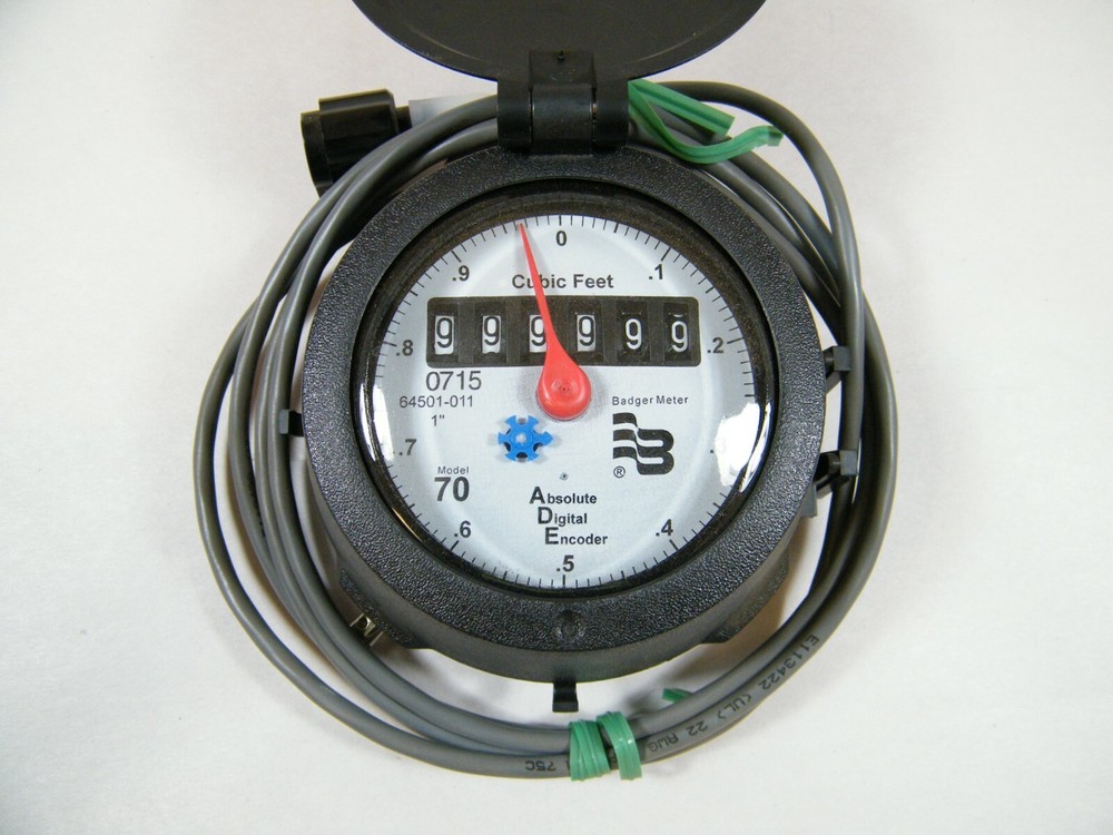 BADGER METER 1" GRAY MODEL 70 ABSOLUTE DIGITAL ENCODER 64501-011 WATER METER NEW