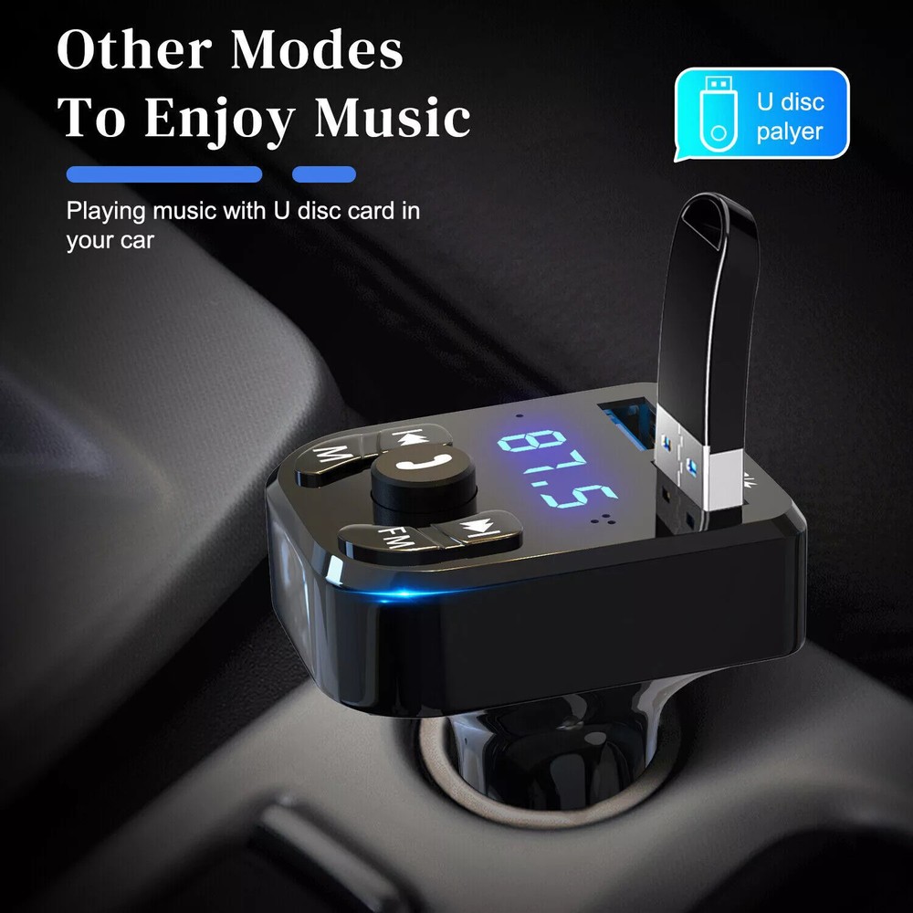 FM Transmitter Car Bluetooth Adapter MP3 Player LED Display Hands-free Calling