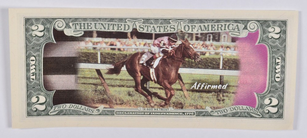 2017 $2 Colorized US Note Race Horse - Affirmed Custom Printed FRN
