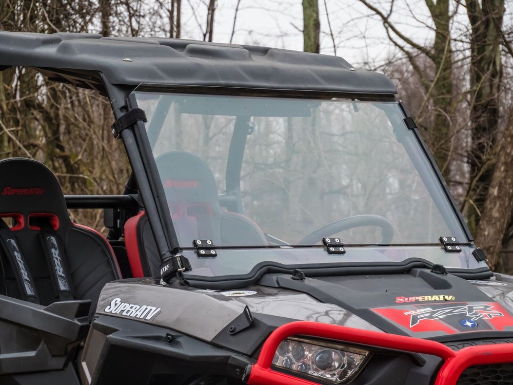 SuperATV Polaris RZR 900 Flip / Fold Down Clear Scratch Resistant Windshield