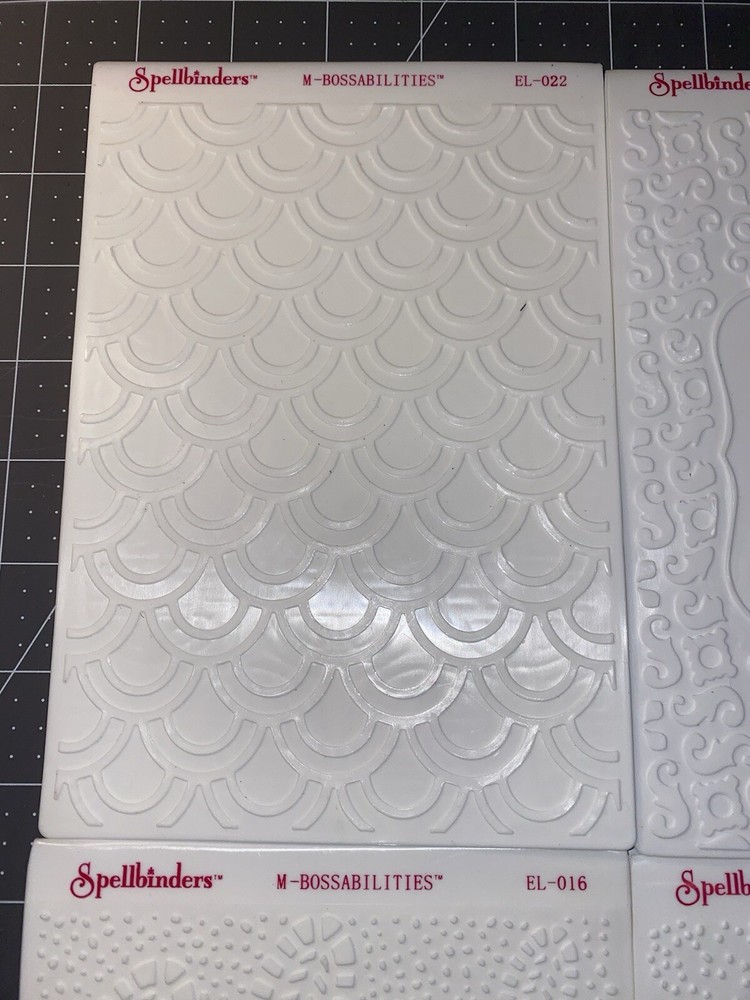 4-SPELLBINDERS M-BOSSABILITIES 3D EMBOSSING FOLDER PLATE SCALLOP CIRCLE FRAMES