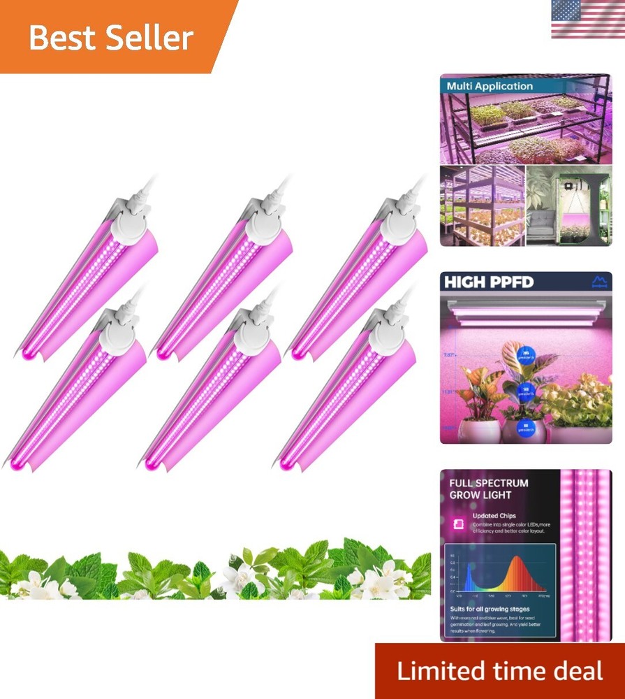 Energy Efficient Pink LED Grow Light with Touch Control, 6-Pack for Indoor Use