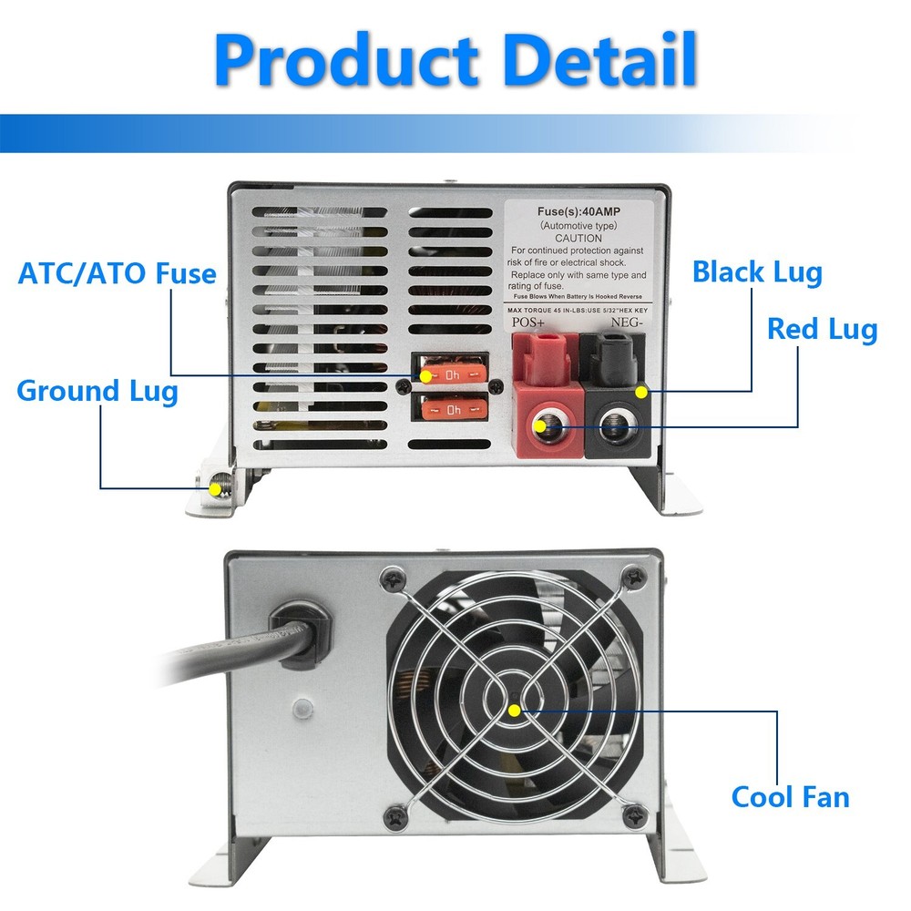 WF-9865-AD 65Amp Deck Mount Converter Replacement for RV Trailer Camper WF-9865
