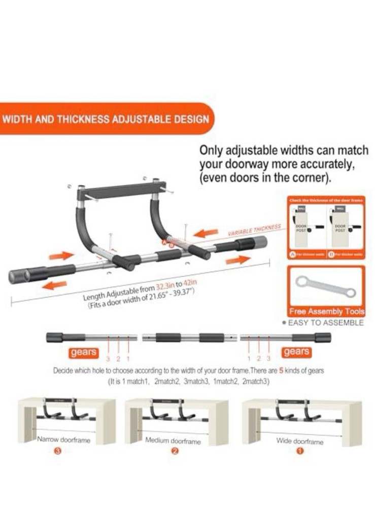 Ally Peaks Pull up Bar for Doorway,Multiple Levels Width Adjustable Pull up Bar