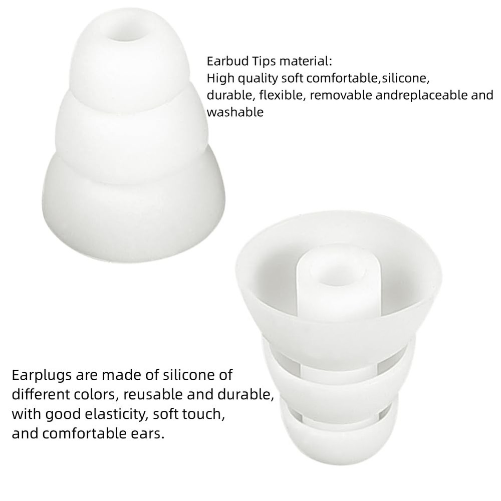SNHTLS Earbud Tips Triple Flange Replacement large, White