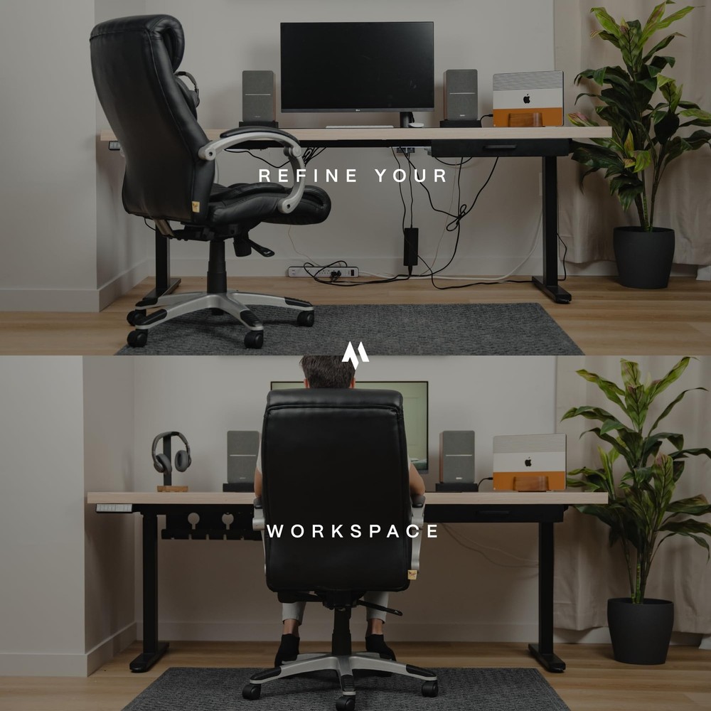 No-Drill Under Desk Cable Management Tray - 2-Pack Wire & Medium, Matte Black
