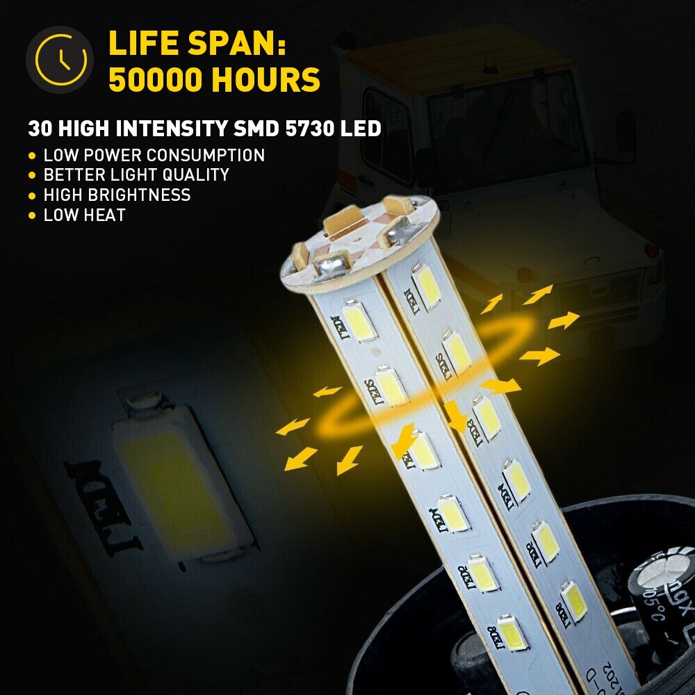 Amber 30LED Rotating Strobe Light Rooftop Flash Beacon 12V-24V