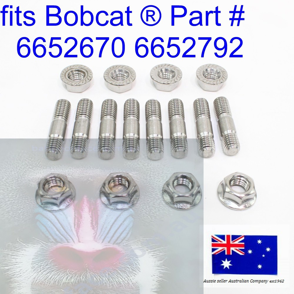 Head Exhaust Manifold Studs Nuts fits Bobcat E32 E34 E35 E37 E42 E45 E50 E55