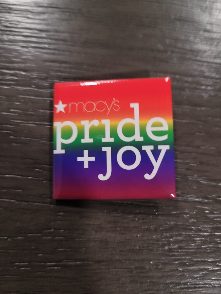 1 Macy's PRIDE & JOY LGBTQ Pride Button Square  Pin Rainbow