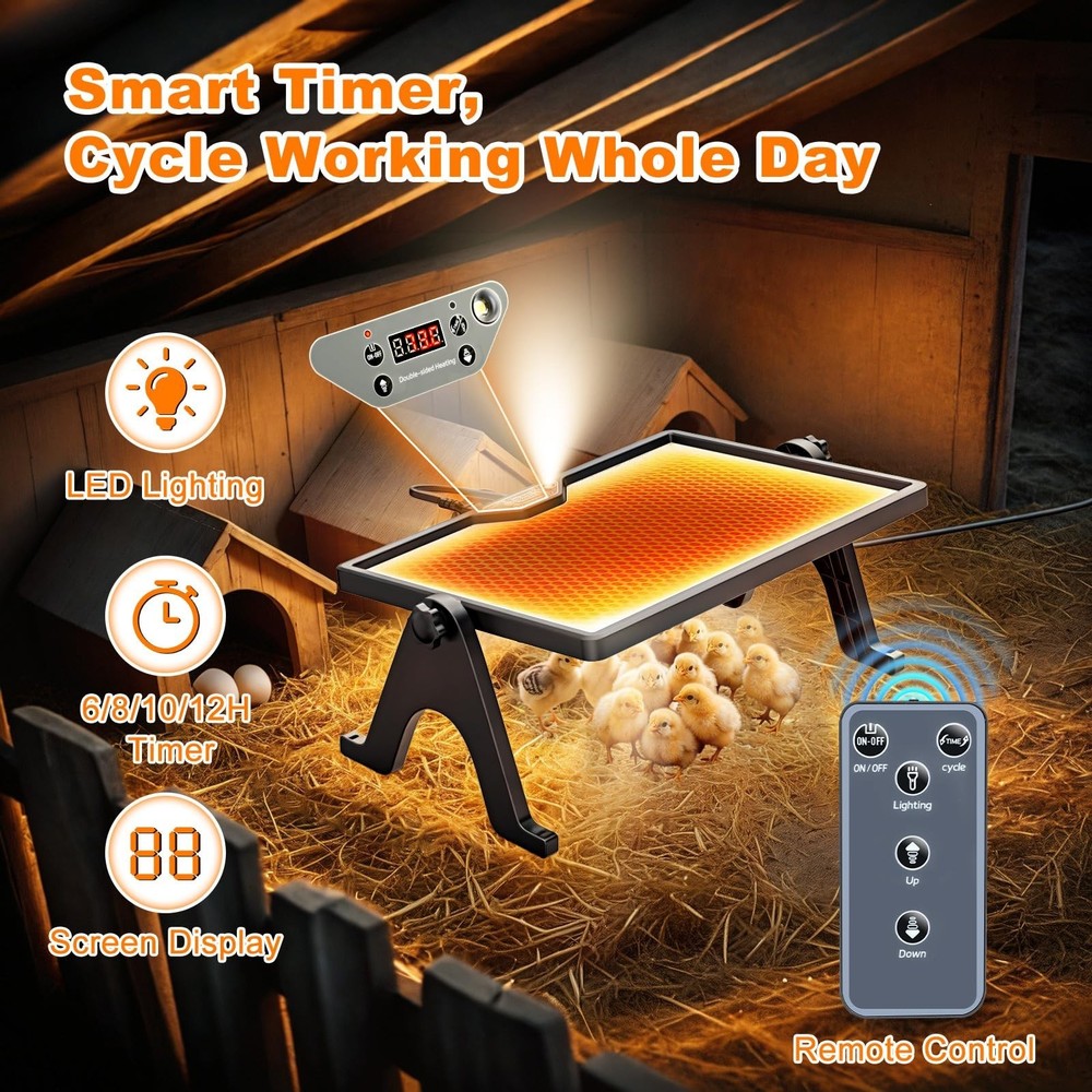 Pawaboo 6-in-1 Chicken Brooder Box for Chick Starter Kit, Includes Pet Cage T...