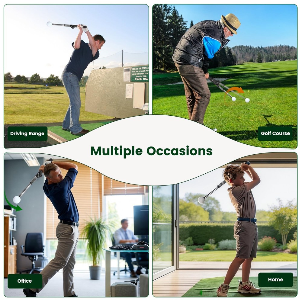 Retractable Golf Swing Trainer, Portable Golf Grip Training Aid for Right-Han...