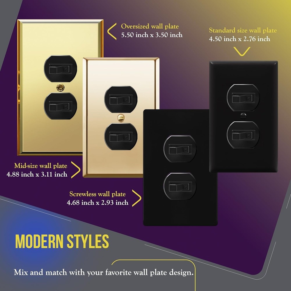 Duplex Double Toggle Light Switch, Single Pole, Side Wiring, Copper Wire Only,