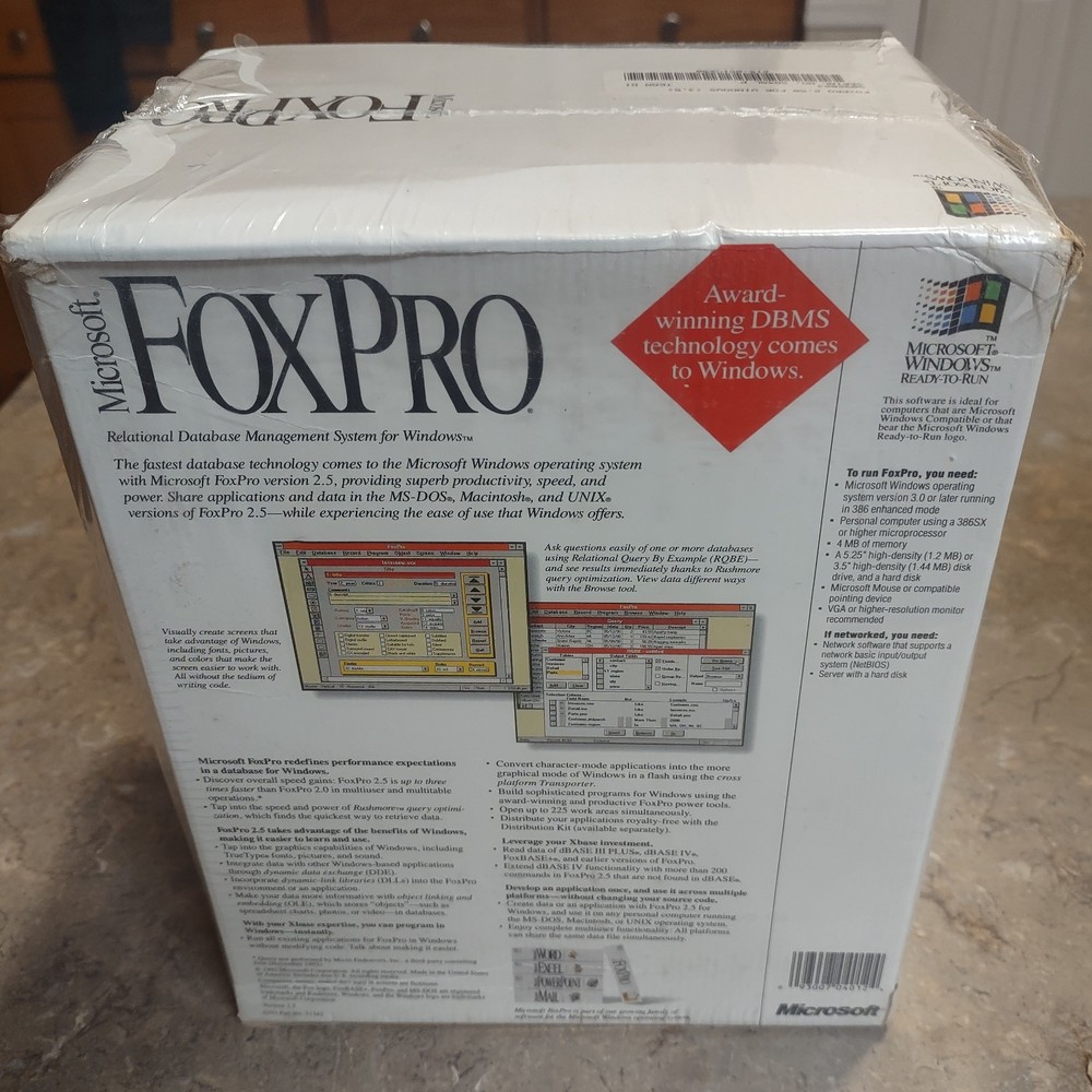 NOS Microsoft FoxPro v 2.5 for Windows (3.5) Relational Database Management Syst