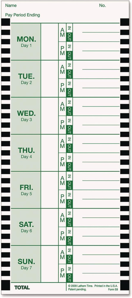 Weekly Employee Time Card Pack, 100 Count E8 Thermal Print Timesheets, Single...