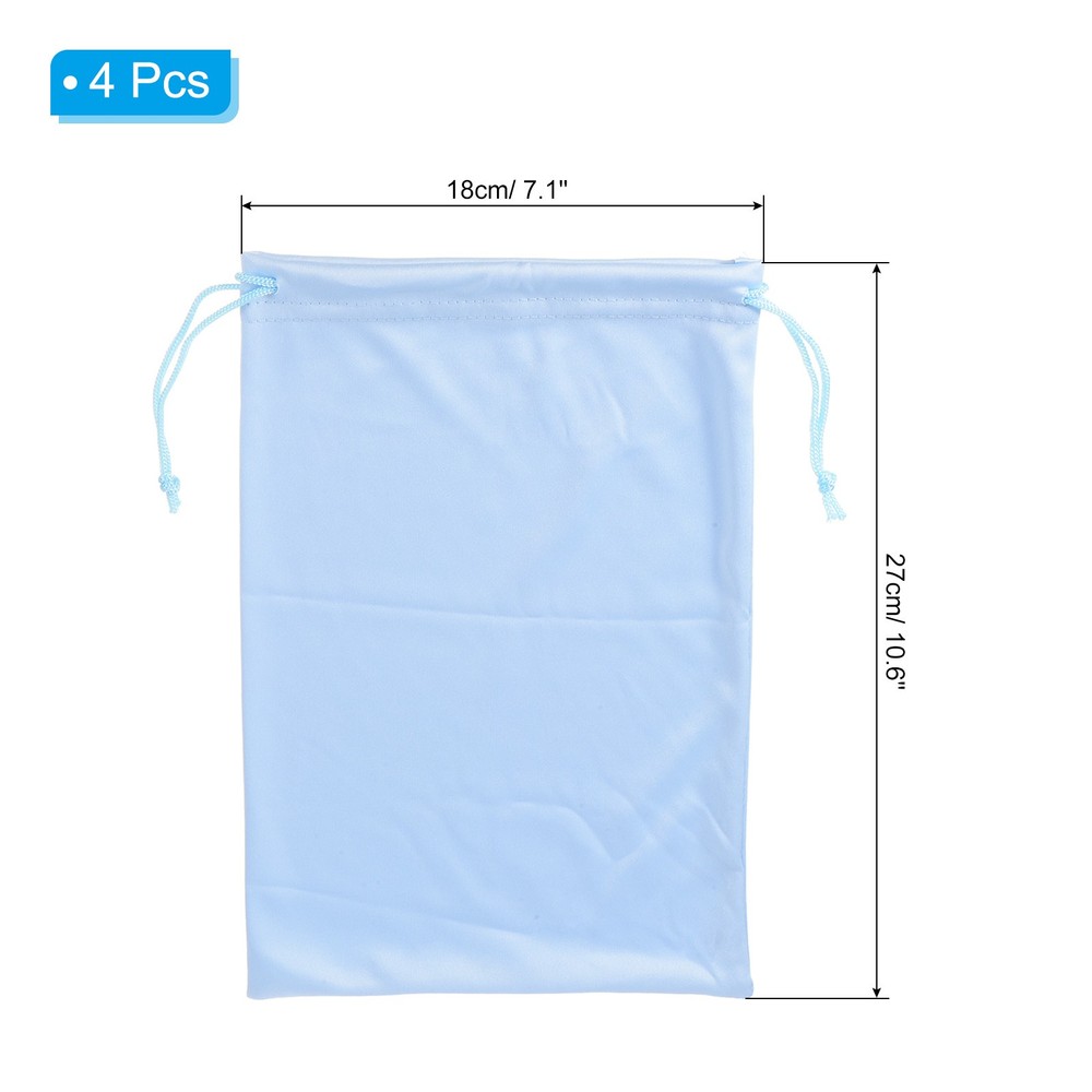 Ski Goggle Bag, 4 Pack Microfiber Snow Goggles Case Drawstring Pouch Pale Blue