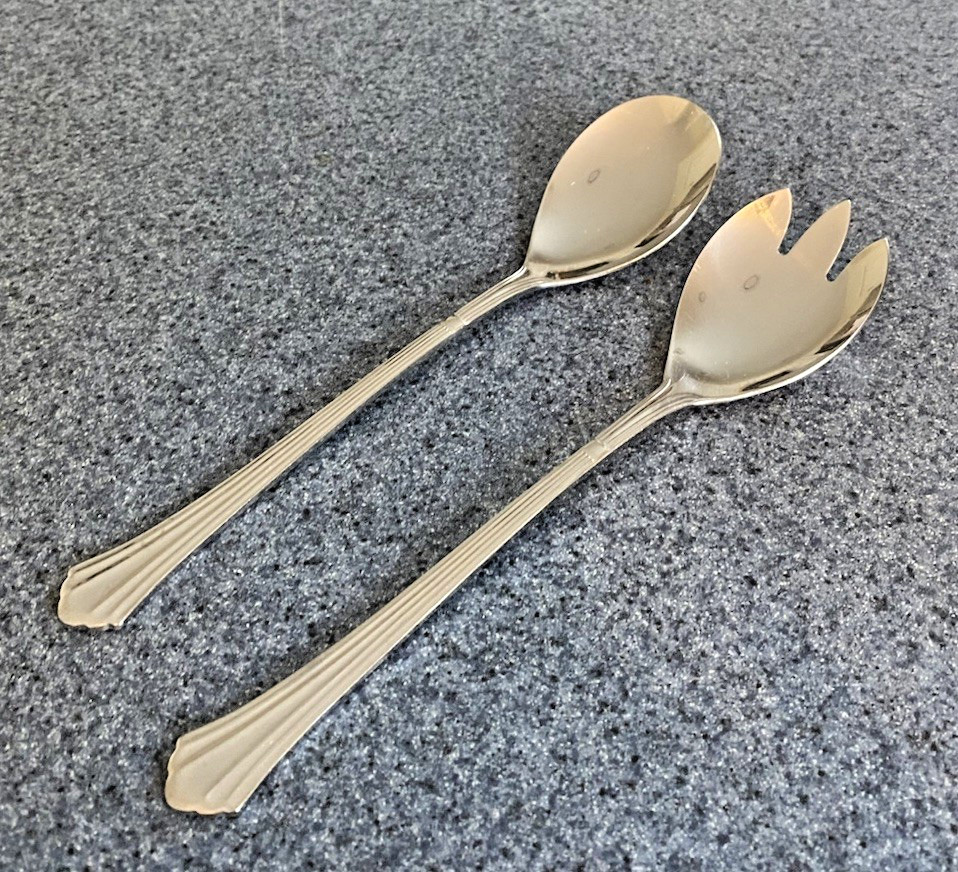 Estia DORIAN Stainless Steel 2 Pc SALAD SERVING SET - Solid Spoon & Fork