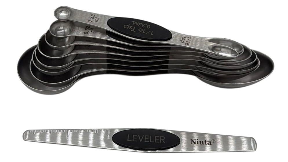 NEW NIUTA Magnetic Measuring Spoons Set Stackable on Both Sides Stainless Steel