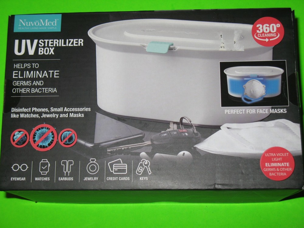 NuvoMed UV Sterilizer Box, Eliminates Germs & Bacteria 360 Clean