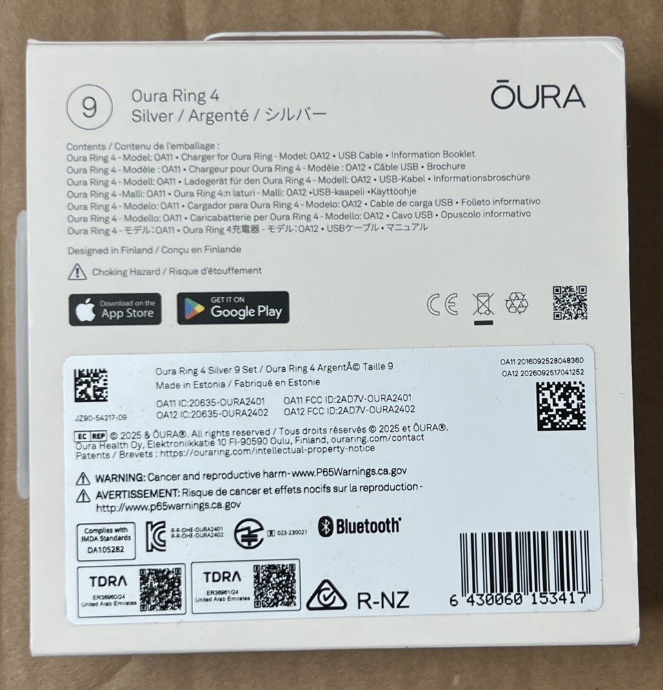 Oura Ring 4 Smart Ring 4th Gen. Size 9 Silver Activity Tracker BRAND NEW SEALED