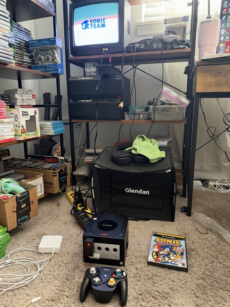 Nintendo GameCube Black Console DOL-001 / 1 Controller & Cords Bundle Tested