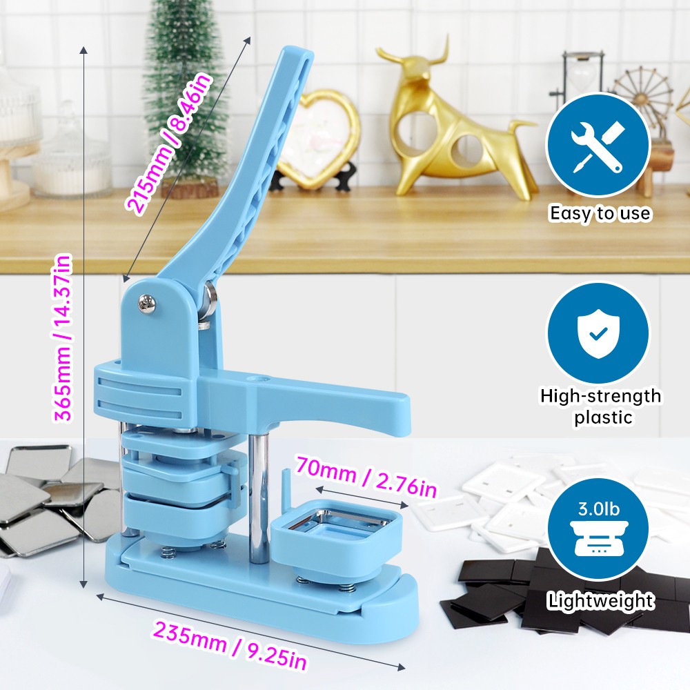 2-in-1 Square Fridge Magnet Button Maker 2'' DIY Customized Photo Magnet Machine