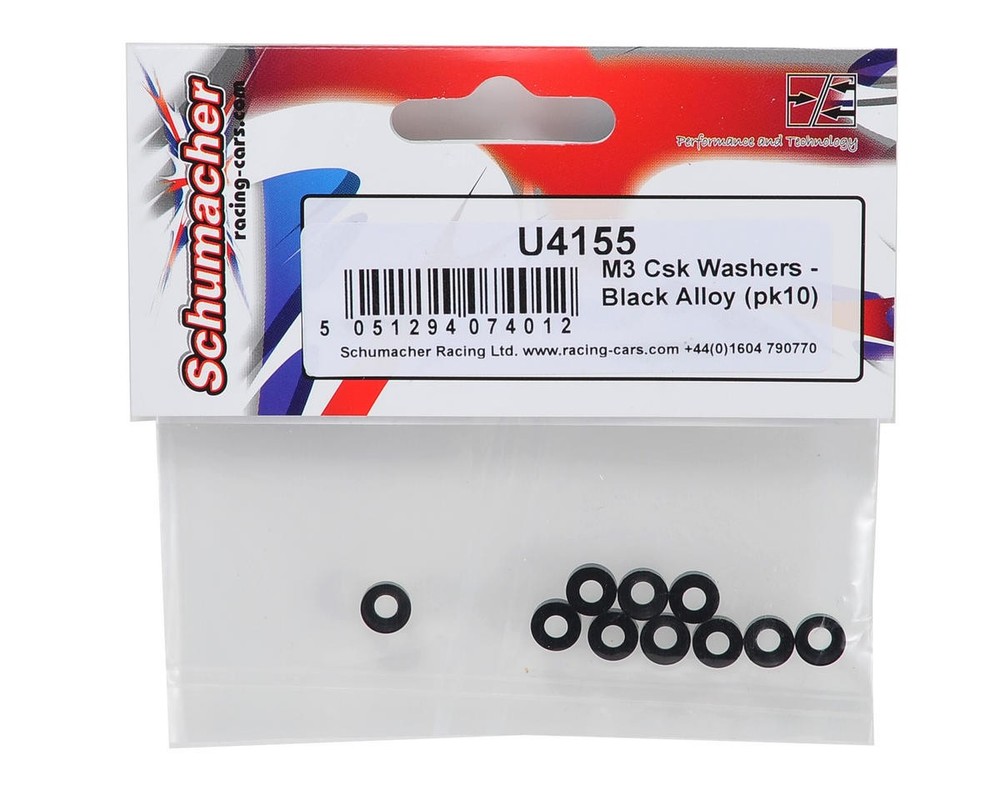 Schumacher M3 Countersunk Washers (Black) (10) [SCHU4155]