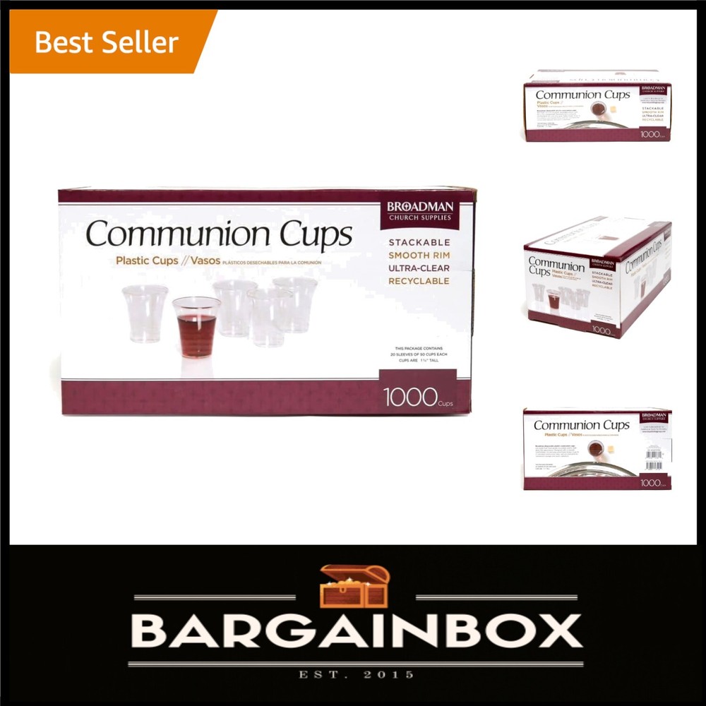 Scratch-Resistant Disposable Communion Cups - Clear Plastic, 1000 Count