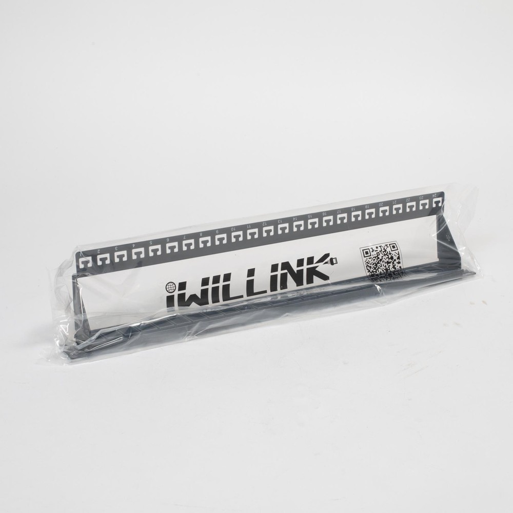 IWillink 24 Port Patch Panel Black Rackmount Network Ethernet Cable Caps Kit