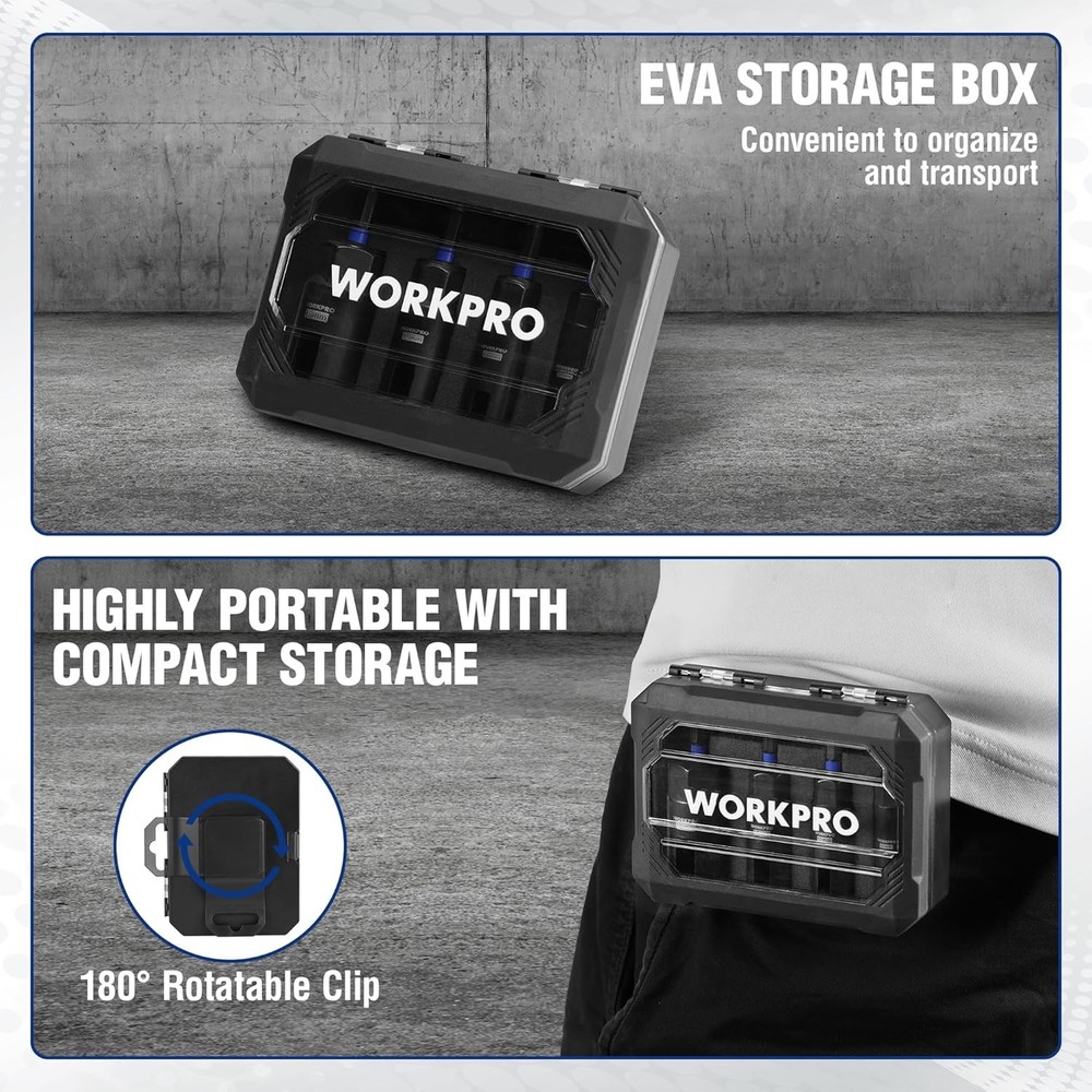 WORKPRO 4PCS Power Wing Nut Driver Bit 9-18mm 1/4" Hex Shank Nut Wing Nut Socket