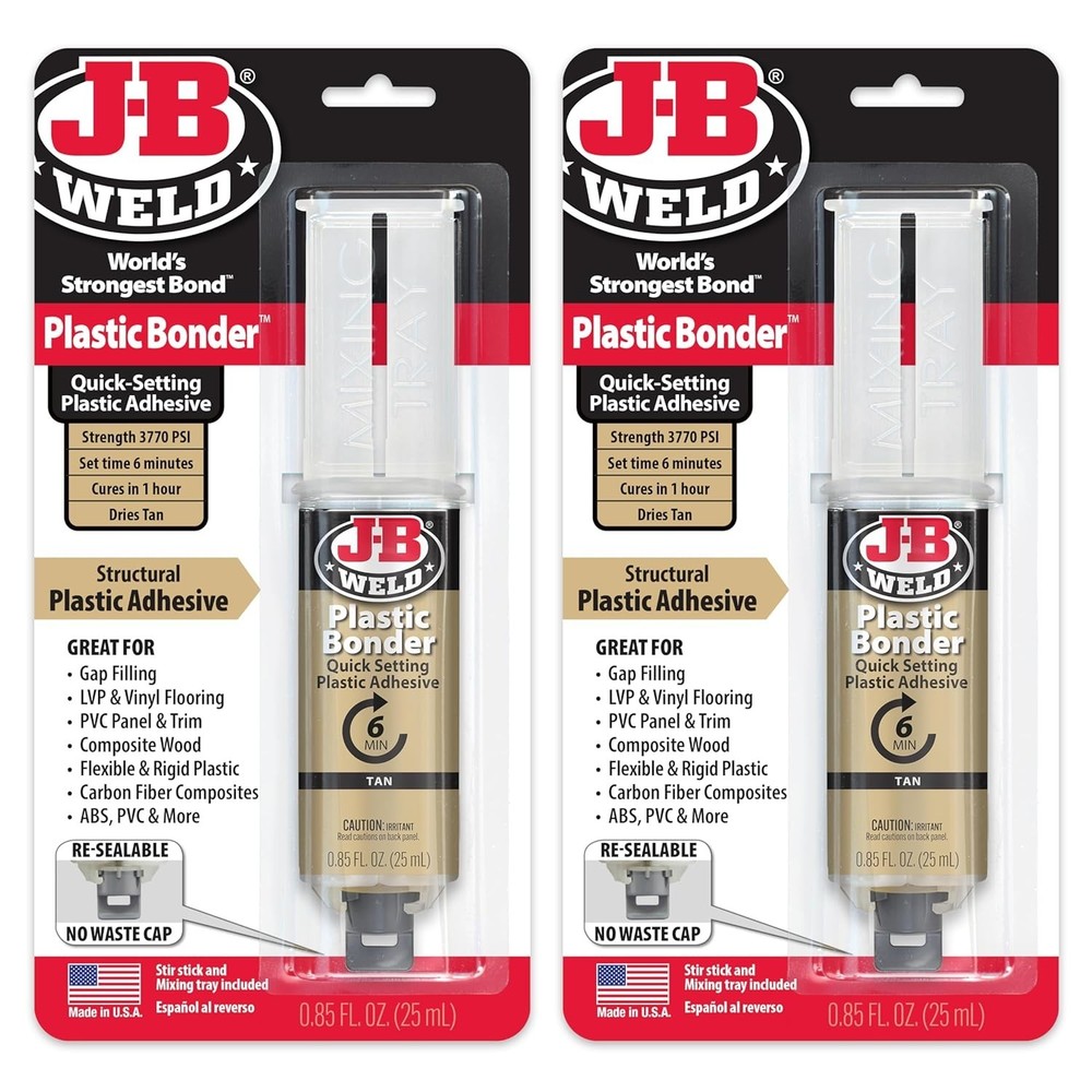 PlasticBonder Tan, 2 -Pack, High-Strength & Impact Resistant, 25ml,
