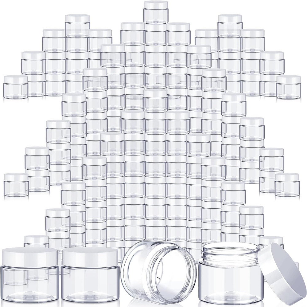 500 Pcs Plastic Jars Bulk Empty Cosmetic Container Jars with Lids Leak Proof rou
