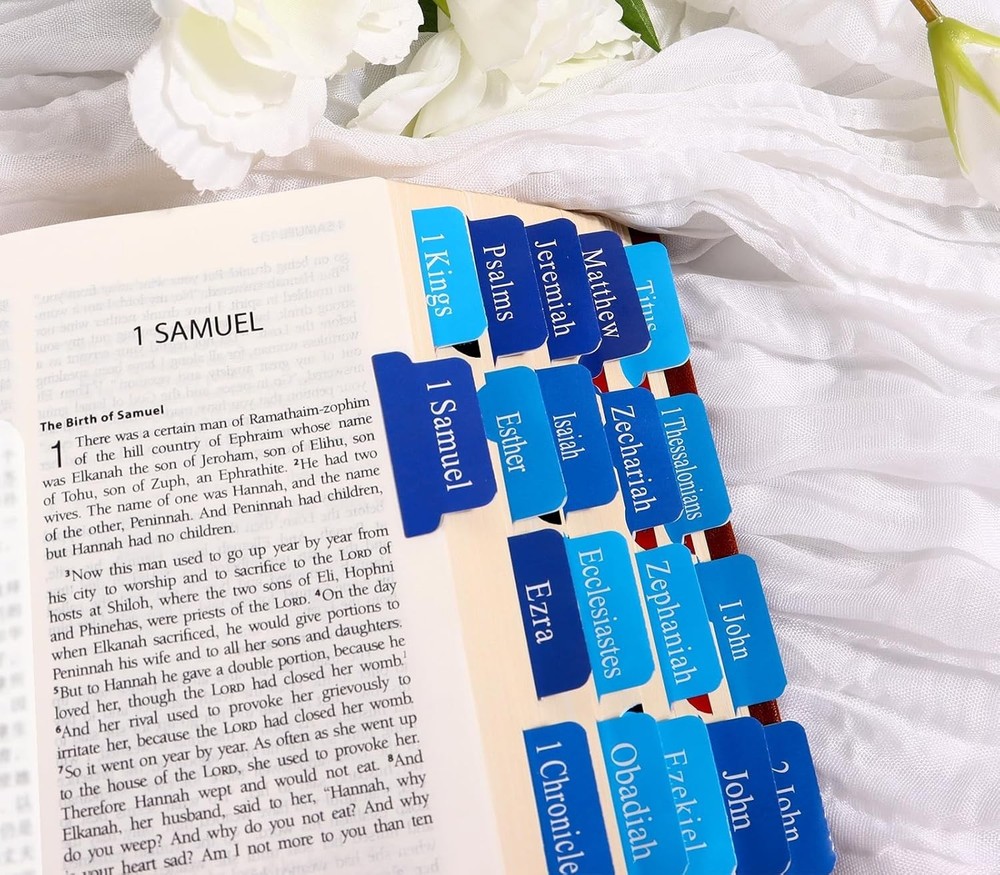 Blue Bible Tabs for Men Paper Index Tabs for Scripture Study & Chapter