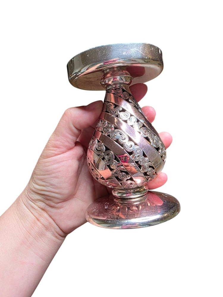 ONE BRIGHTON 5" CANDLE STICK SILVER CANDLESTICK SCROLL DESIGN SILVER PLATED 83A