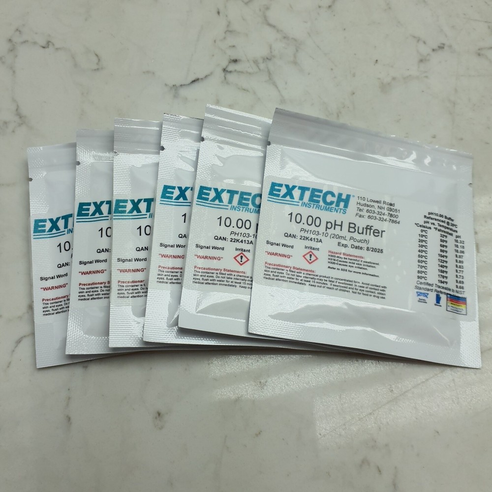 Extech PH103 Tripak Buffer Pouches 4 7 & 10pH + Rinse Solution Calibration Kit