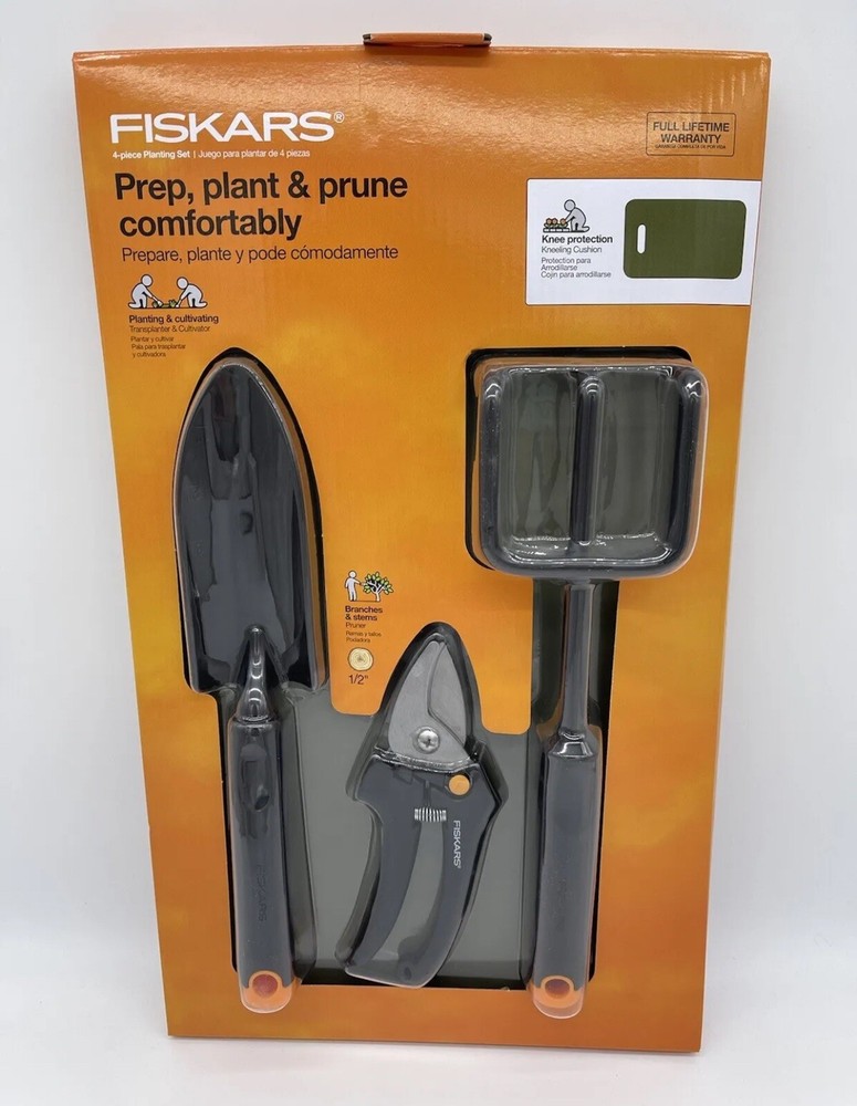 Fiskars 4 Piece Planter Set Prep, Plant & Prune Comfortably Today