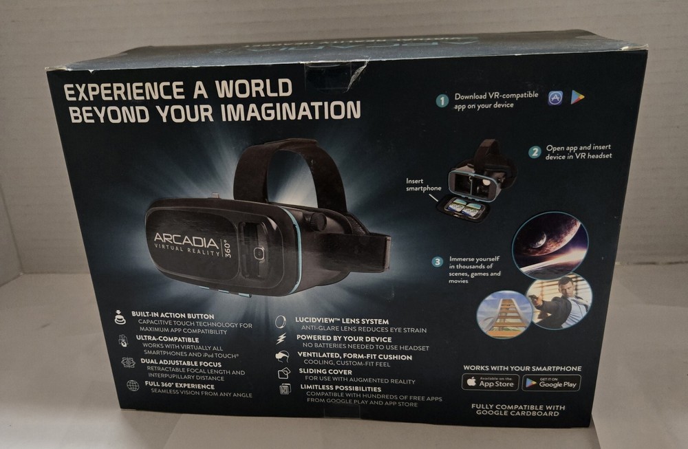Virtual Reality Headset ARCADIA 360 Smartphone VR Android/ Apple
