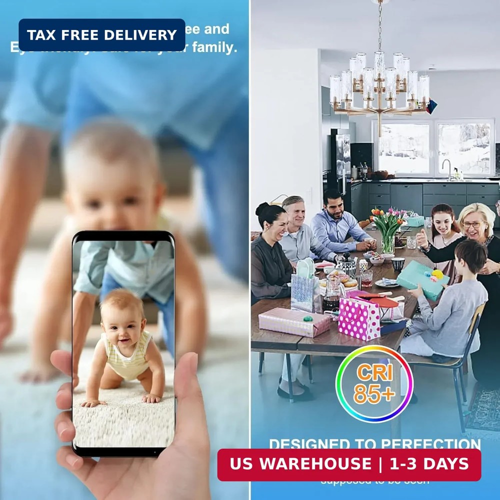 hansang 8-Pack E12 Candelabra LED Light Bulbs, 6000K Cool Daylight White, Small