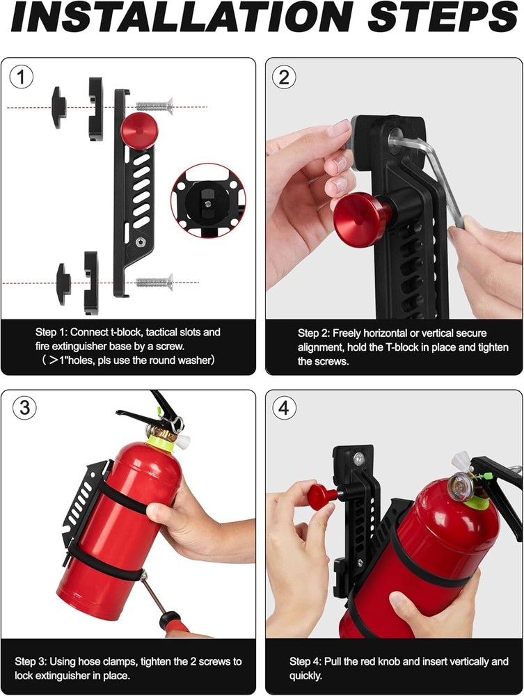 MOLLE Fire Extinguisher Mount Kit - Quick Release Bracket for Tactical Panels, T