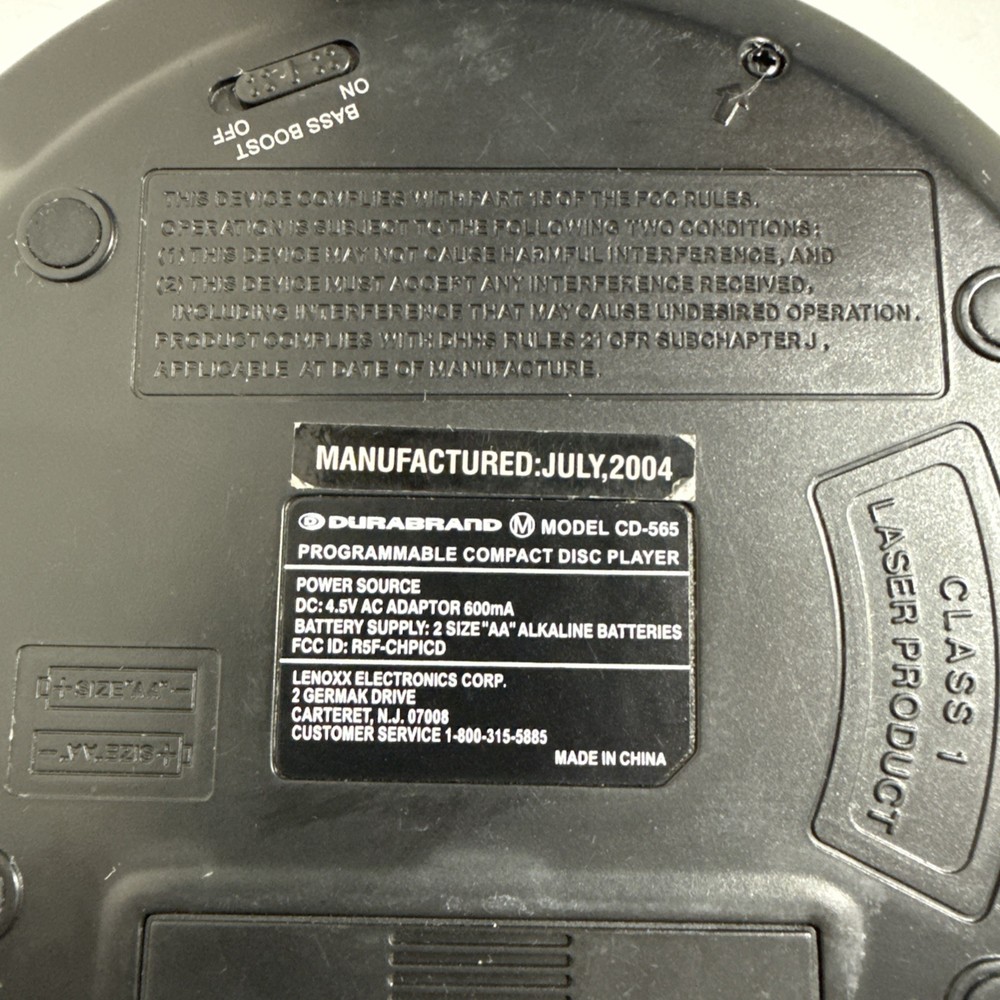 Durabrand Portable CD Player Programable Model: CD-565 Tested Works READ