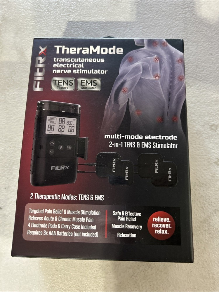 FitRx TheraMode TENS EMS Device Adjustable Intensity Multi-Mode Pain Relief