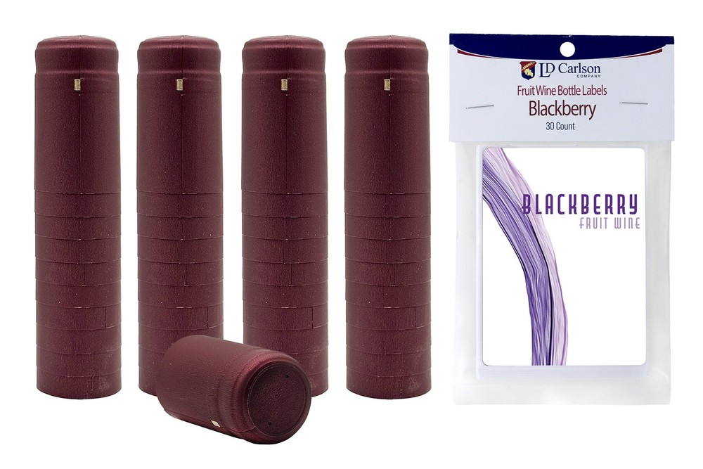 Professional Blackberry Fruit Wine Labels With Burgundy PVC (30 count)