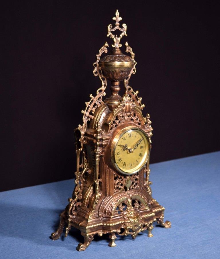 Vintage Neo Gothic Bronze Clock Battery Powered Clock Works