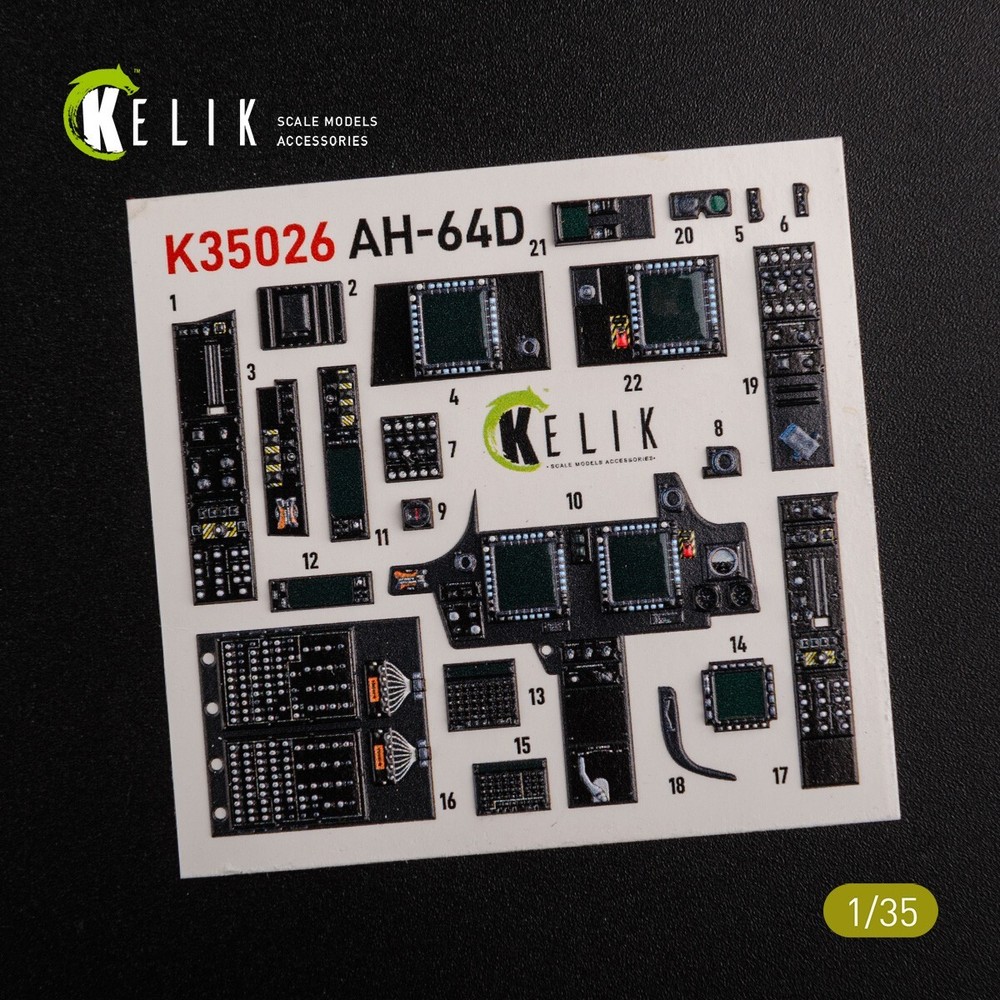 1/35 ResKit K35026 AH-64D Apache interior 3D decals for Meng kit