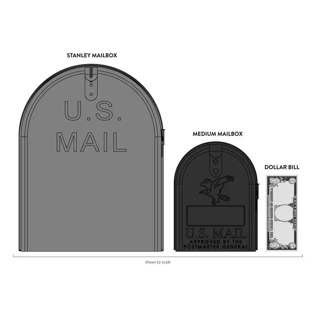 Stanley Gray, Extra Large, Steel, Post Mount Mailbox